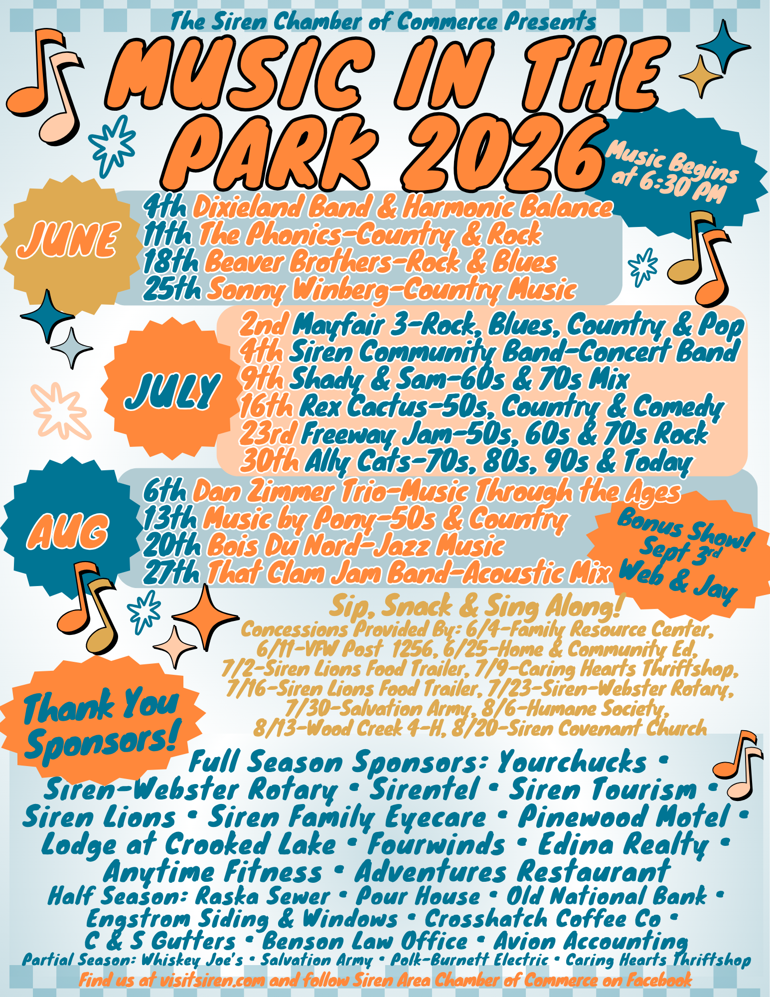 Music in the Park 2026 Schedule